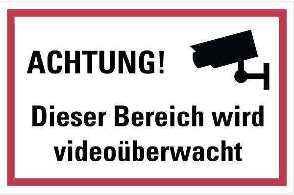 HZ12 Hinweisschild "Videoüberwachung Version 1" querformat, selbstklebende Folie, 133 x 200 mm