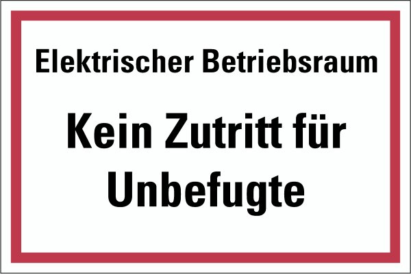 HZ06 Hinweisschild "Elektrischer Betriebsraum" selbstklebende Folie, 133 x 200 mm