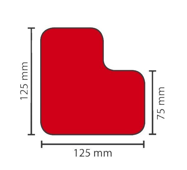 Stellplatzmarkierung strapazierfähig BM-050, L-Stück, 75 mm, rot