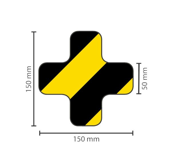 Stellplatzmarkierung strapazierfähig BM-050, X-Stück, 50 mm, gelb/schwarz