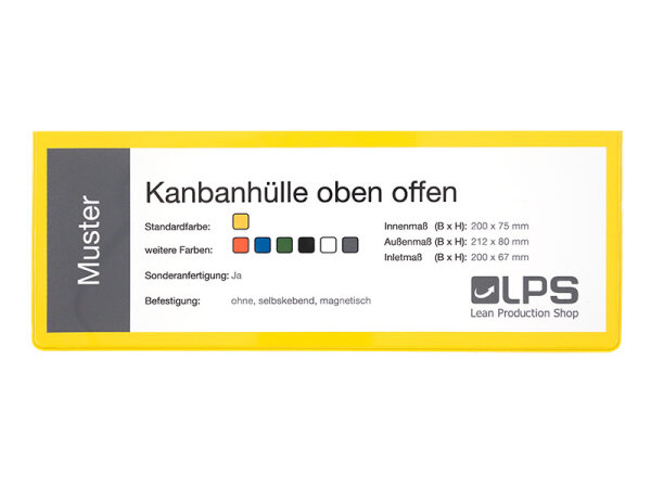 Kanbanhülle oben offen nach VDA-Norm gelb Selbstklebestreifen