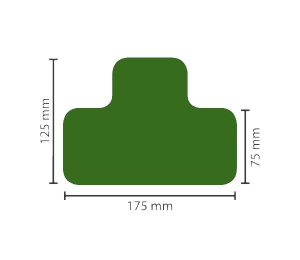 MUSTER: Stellplatzmarkireung standard BM-020 T-Stück 75 mm grün