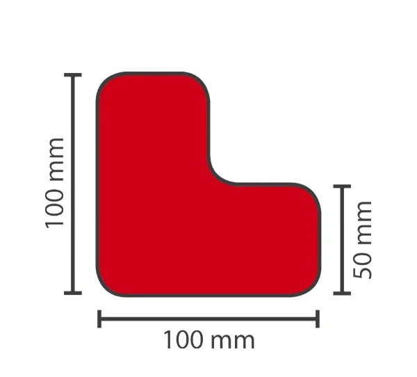 MUSTER: Stellplatzmarkireung extrem strapazierfähig antirutsch BM-160 L-Stück, 50 mm, rot