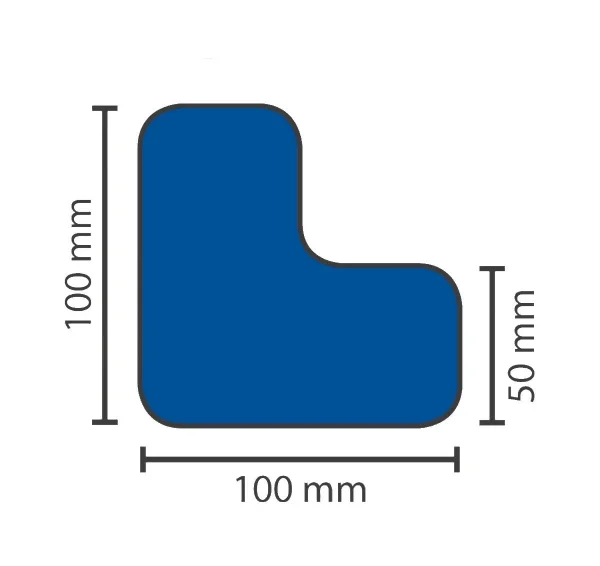 MUSTER: Stellplatzmarkireung extrem strapazierfähig antirutsch BM-160 L-Stück, 50 mm, blau